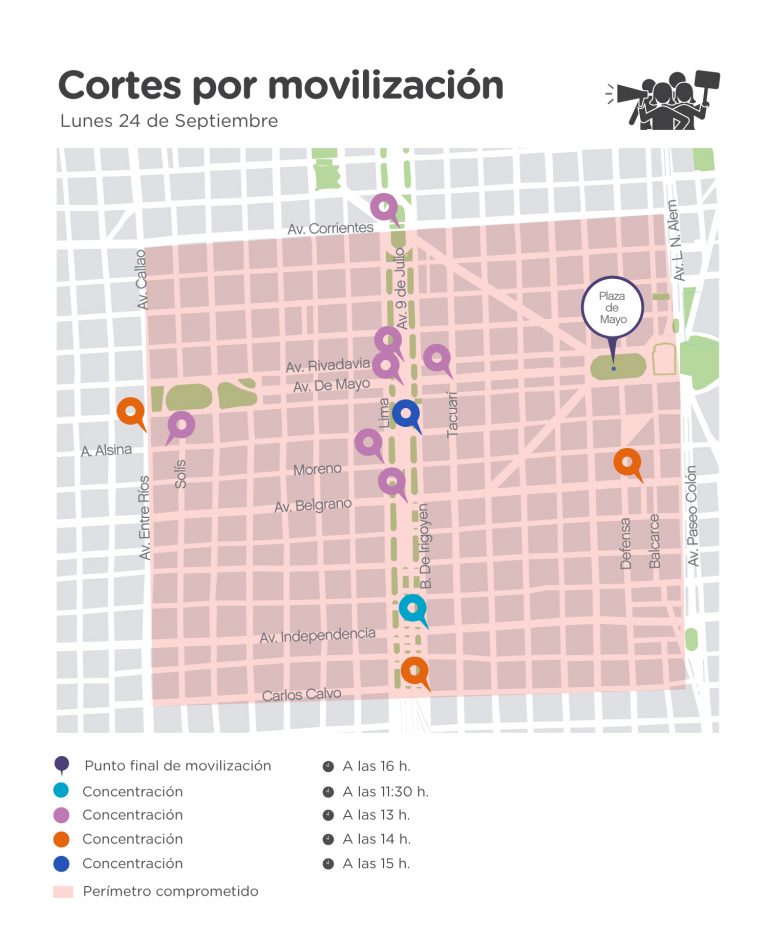 CABA: Disponen operativo de tránsito por manifestaciones