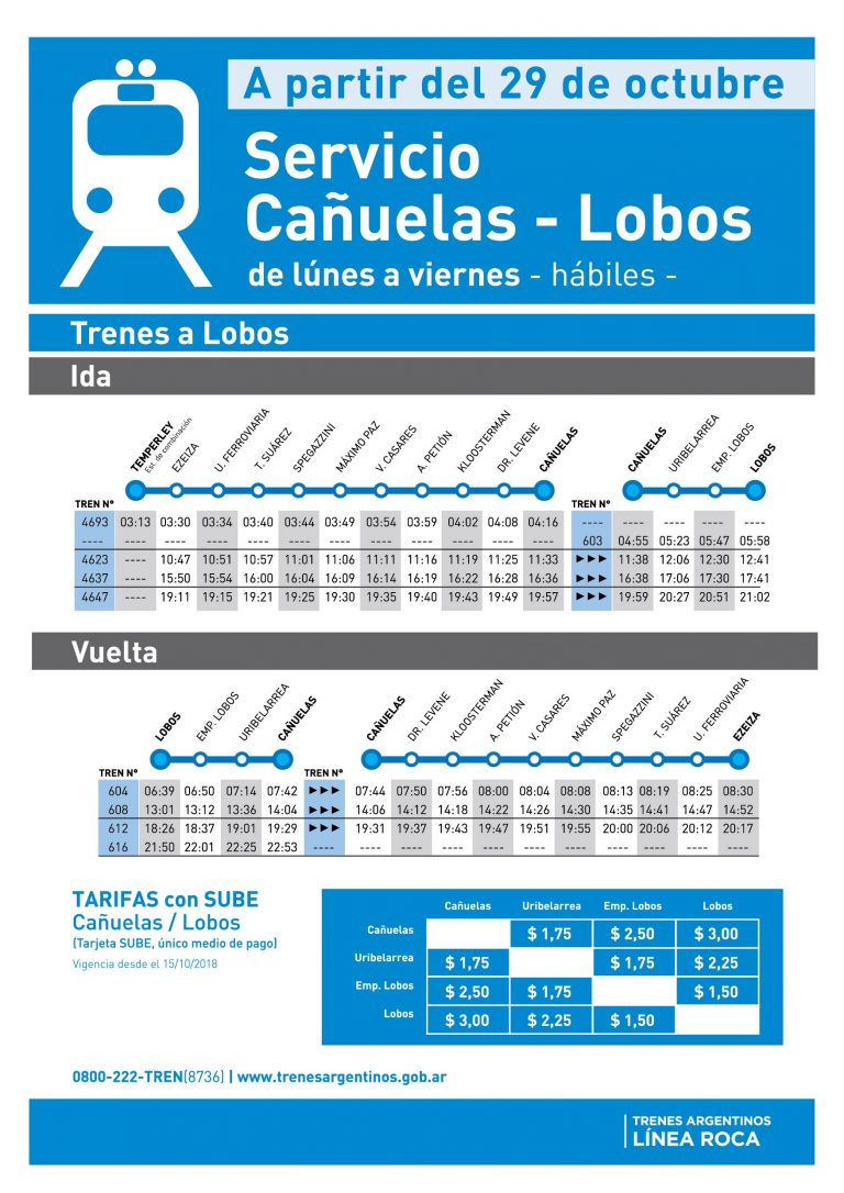 Tren Roca: Se restituye el servicio Cañuelas-Lobos