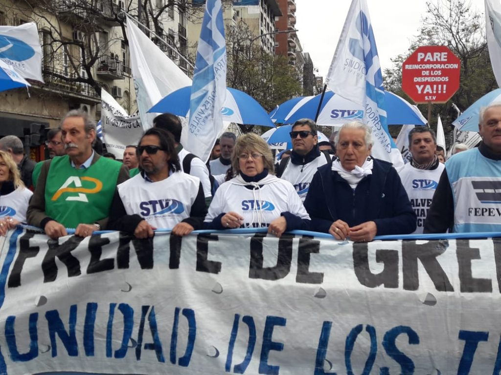 El Sindicato de Trabajadores Viales y Afines encabezando la Marcha Federal Vial