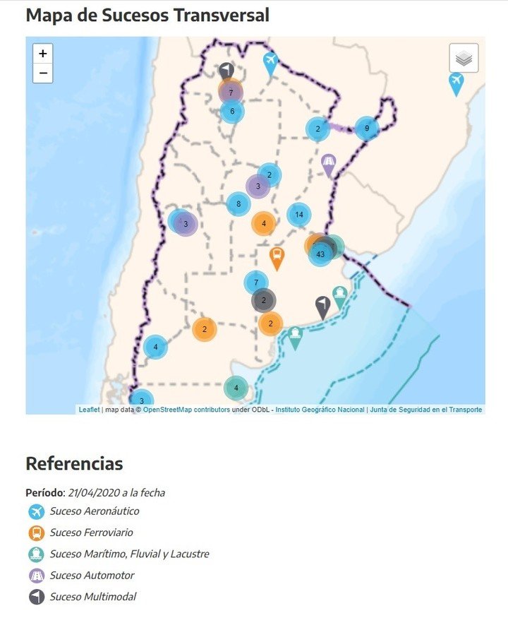 Primer mapa interactivo de localización de accidentes en el transporte