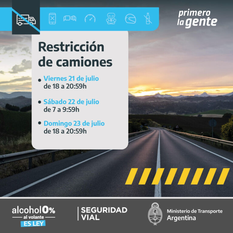 El fin de semana habrá restricción para la circulación de camiones por rutas nacionales