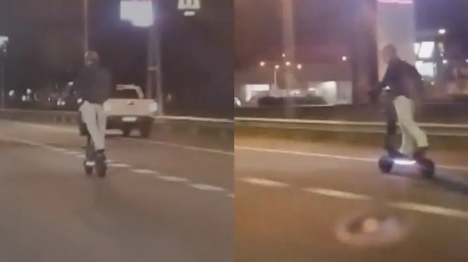 Viral: una persona fue grabada ayer circulando en un monopatín eléctrico en plena Panamericana